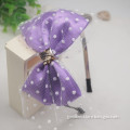 Vintage white Silk purple ribbon Hairband wholesale